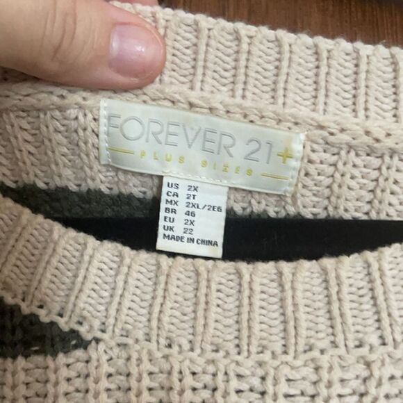 Striped Green & Beige Sweater - Picture 2 of 4